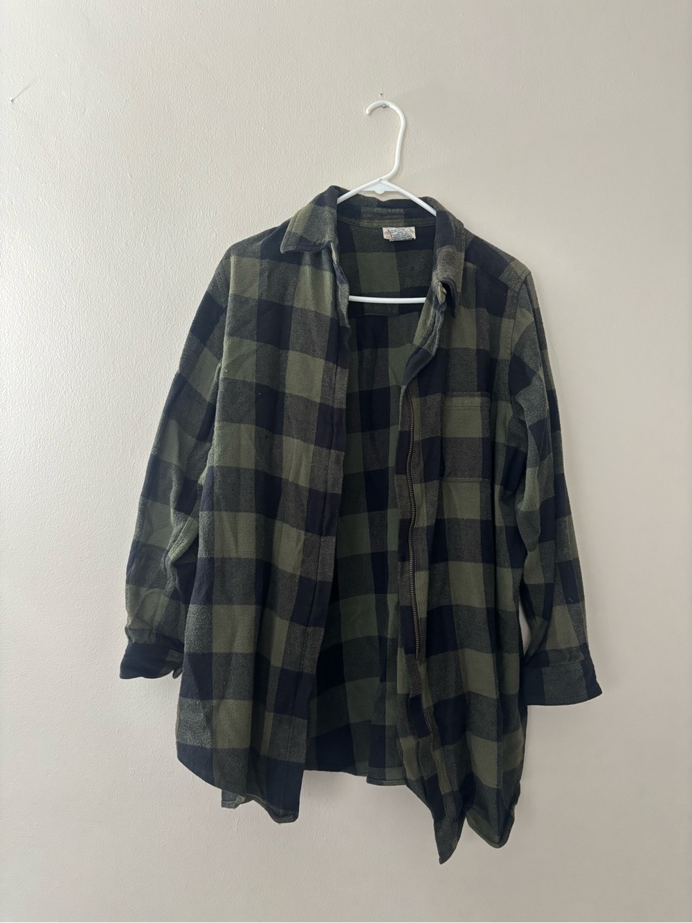 Roaman's Olive Green and Black Plaid Button-Front Jacket